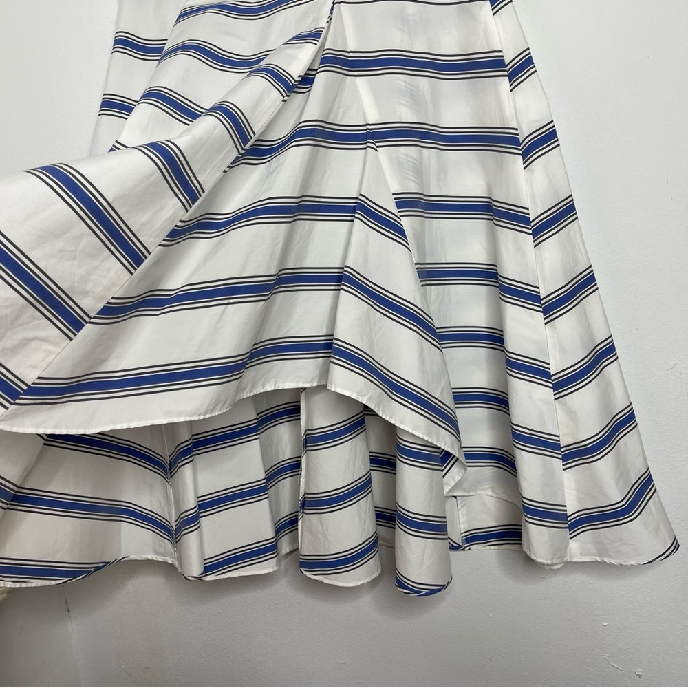 Rebecca Minkoff Misty Skirt in Santorini Blue Striped Asymmetrical Cotton Size 6 - Picture 8 of 16